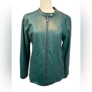 Christopher&Banks Emerald Green Faux Leather Jacket - M
